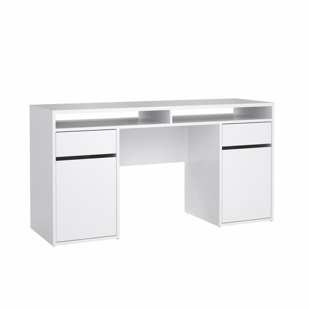 Prestige skrivebord 150 x 50 cm med 2 låger og 2 skuffer i hvid, Skriveborde hos HomeNordic