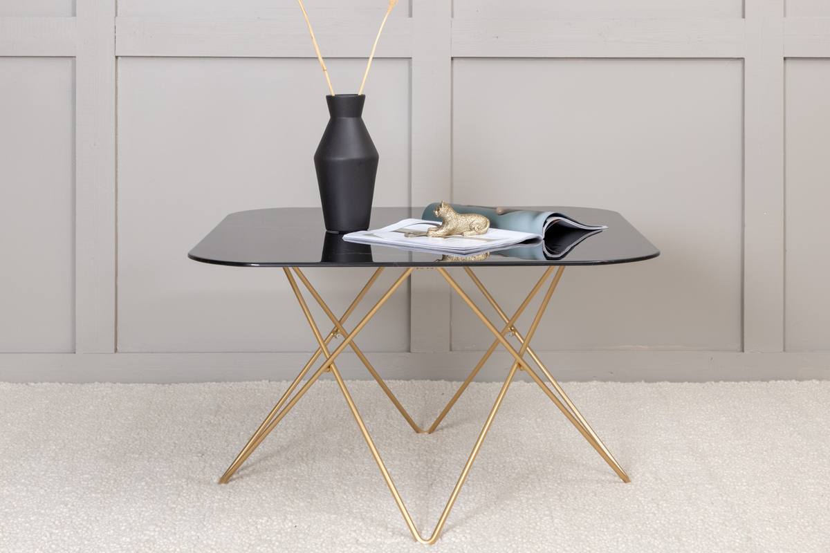 Tubas- Sofabord i sort marmor glas og messing metal, 80 x 80 cm, produktbillede 4 af 11, Moderne designs hos HomeNordic