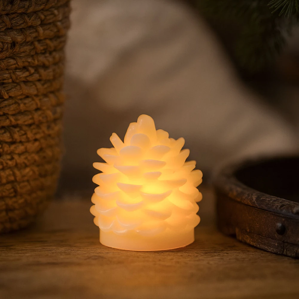 LED Grankogle lys, blinkende flammeeffekt, hvid, Bloklys hos HomeNordic