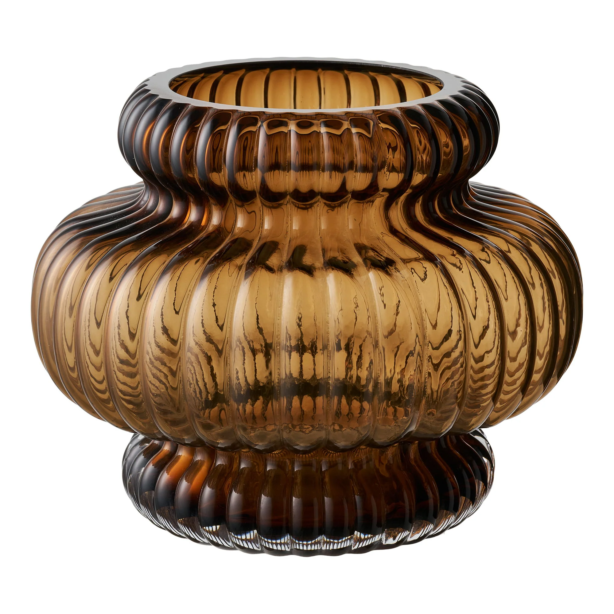 Vase - Vase, Mundblæst Glas, Smoked Brun Ø20X16 Cm, Vaser hos HomeNordic