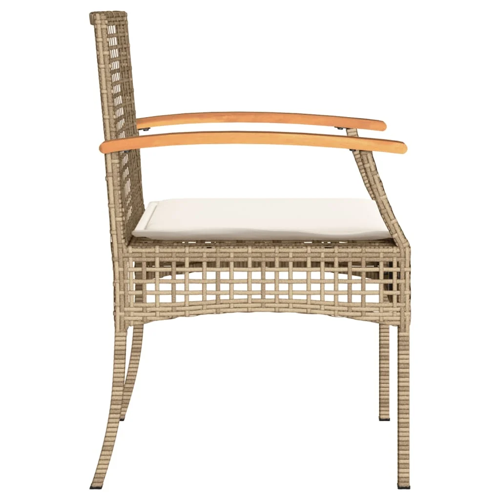 Havestole Med Hynder Polyrattan Og Akacietræ, produktbillede 6 af 16, Havestole i akacietræ hos HomeNordic