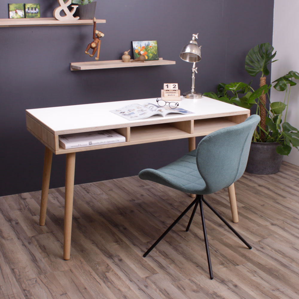 Skrivebord model Portland, hvid/eg, Skriveborde hos HomeNordic