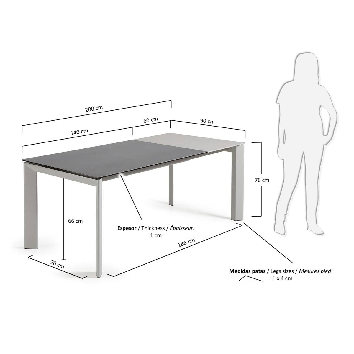 KAVE HOME Axis spisebord, m. butterflybordplade, produktbillede 2 af 6, Spiseborde hos HomeNordic