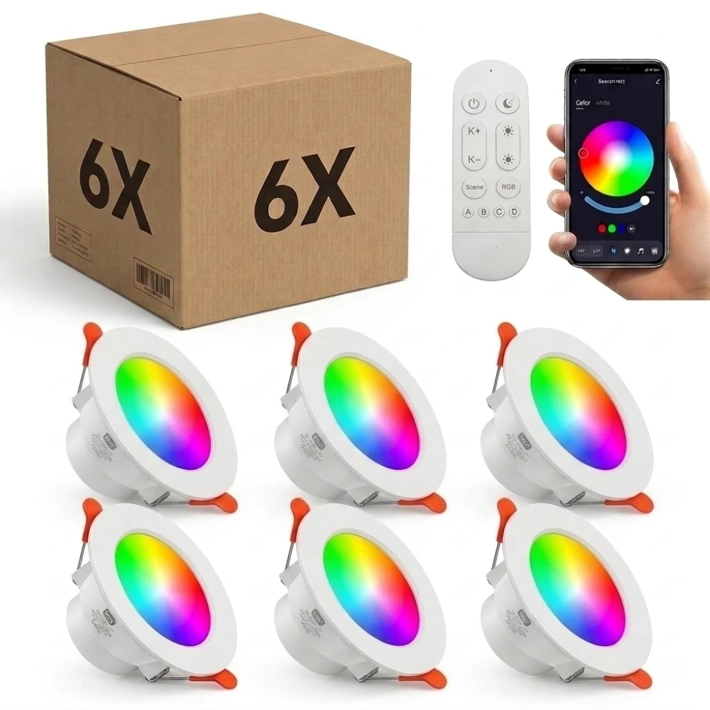 6 stk. RGB+CCT Smart Home downlight, Spots hos HomeNordic