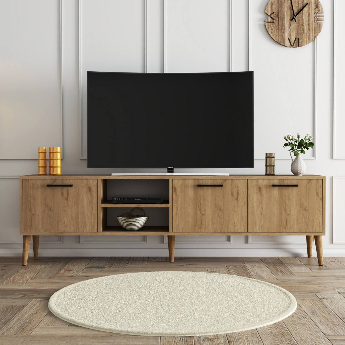 NORDVÄRK Exxen TV-bord, m. 3 låger og 1 hylde, produktbillede 3 af 5, TV-borde hos HomeNordic