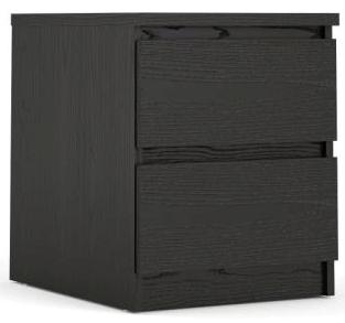 Nibe 40 cm bredt natbord i sort ask med 2 skuffer., Kommoder hos HomeNordic