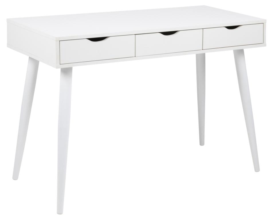 Space skrivebord 110 x 50 hvid Melamin med 3 skuffer og med hvide ben., Skriveborde hos HomeNordic