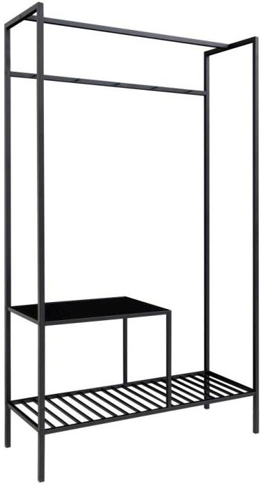 Valencia 100 cm garderobe i sort metalstel og med hylder., Garderobeskabe hos HomeNordic