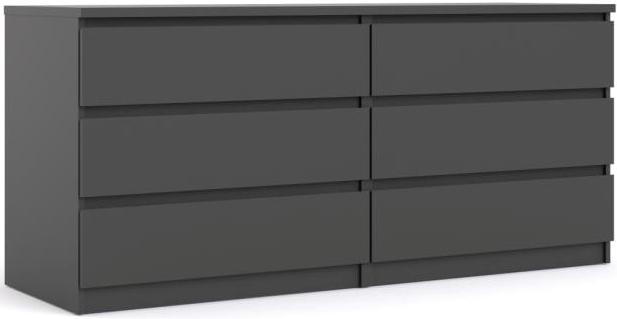 Nibe 150 cm bred mat sort kommode med 2 x 3 skuffer., Kommoder hos HomeNordic