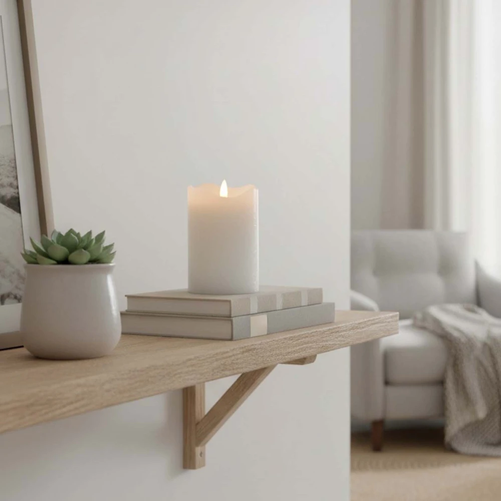 LED Bloklys 12,5cm høj, flammeeffekt, hvid hos HomeNordic