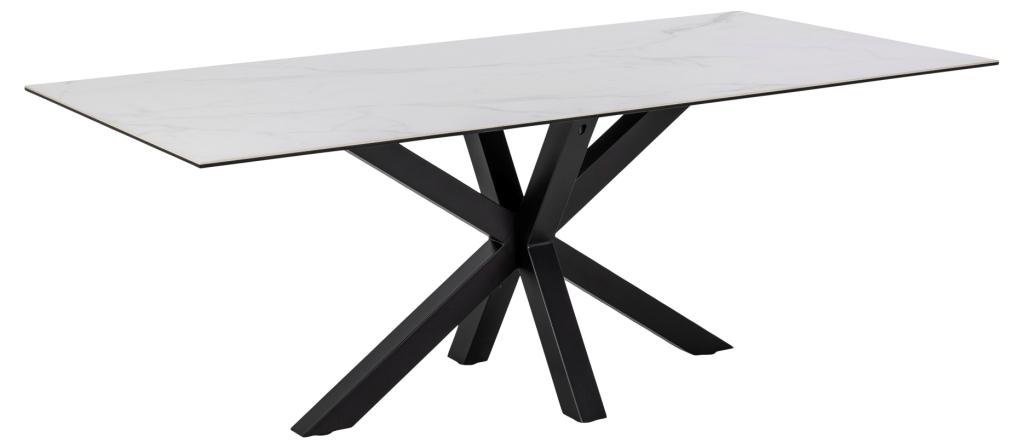 Sorgenfri spisebord 200 x 100 cm med hvid keramisk bordplade og sort, Spiseborde hos HomeNordic
