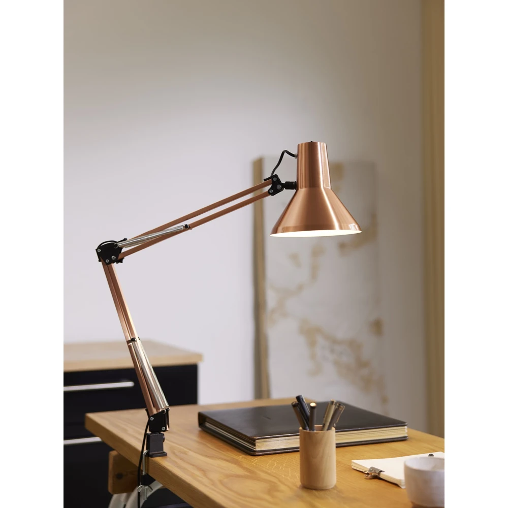 Jensen Arkitektlampe Til E27 i Kobber, Bordlamper hos HomeNordic