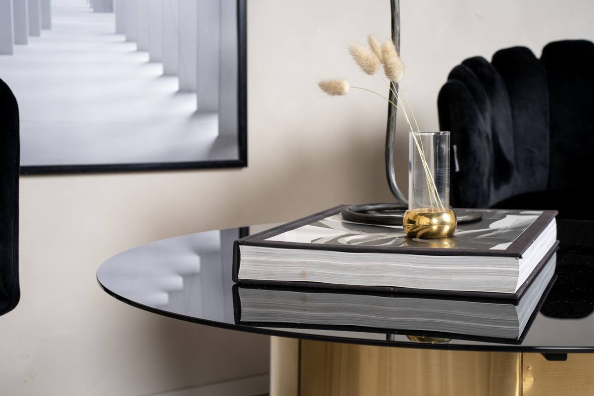 Kreta - Sofabord i guldfarvet cylinderformet metal og glas, produktbillede 5 af 7, Moderne designs hos HomeNordic