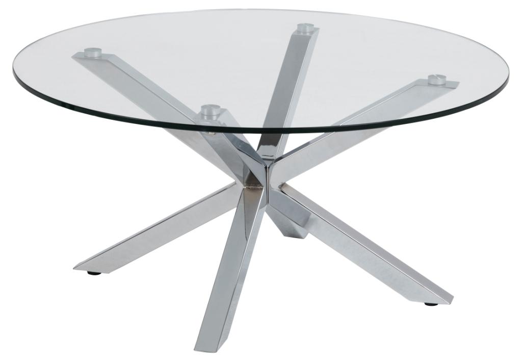 Sorgenfri rundt sofabord 82 cm glasplade og forkromet metalstel., Sofaborde hos HomeNordic