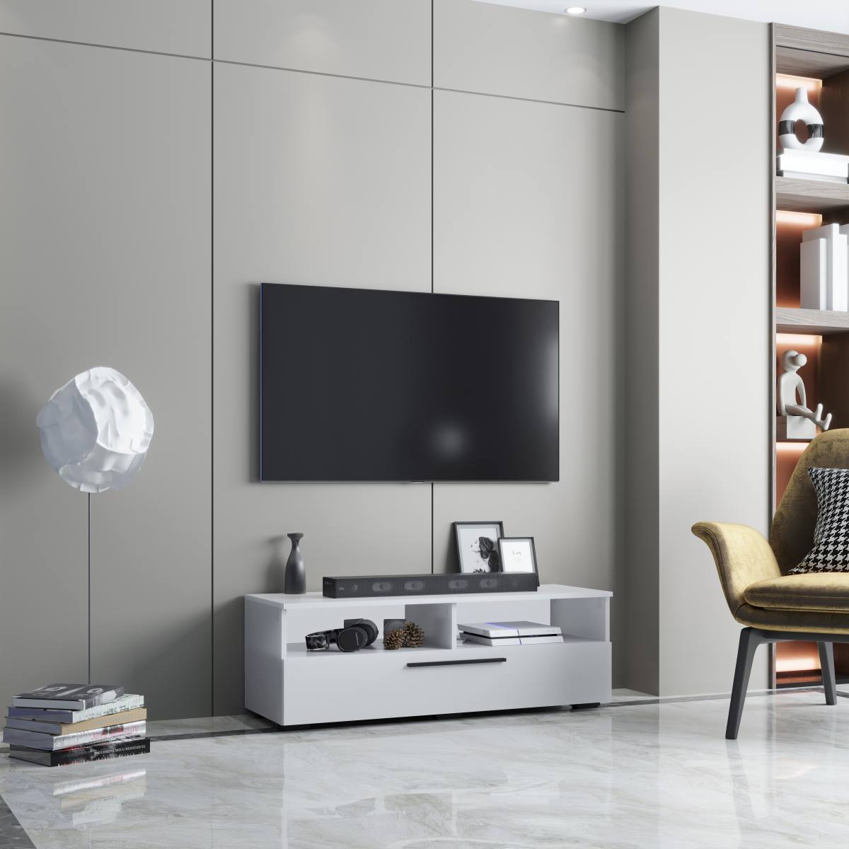 VCM NORDIC Arila XL TV-bord, m. 1 låge og 4 rum, produktbillede 5 af 5, TV-borde hos HomeNordic
