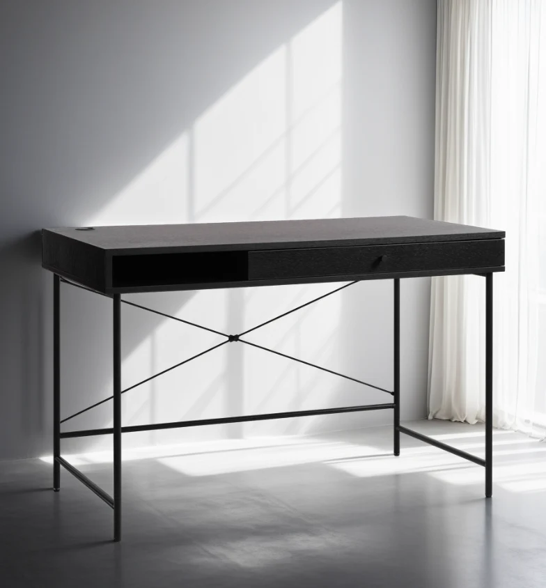 Pensacola Skrivebord, Sort Melamin, 120x60x76 cm, produktbillede 5 af 18, Skriveborde hos HomeNordic