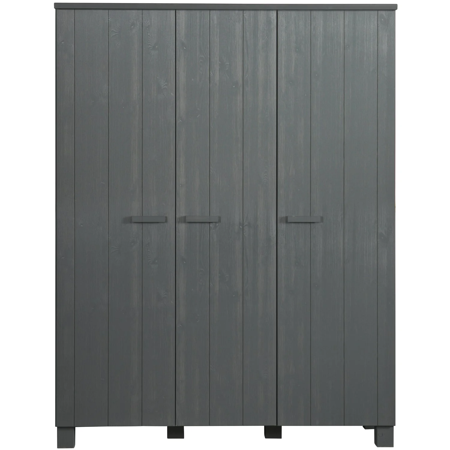 WOOOD - Dennis 3-Dørs Garderobeskab Fyrretræ Stålgrå FSC 202x158x55 cm, produktbillede 2 af 4, Garderobeskabe hos HomeNordic