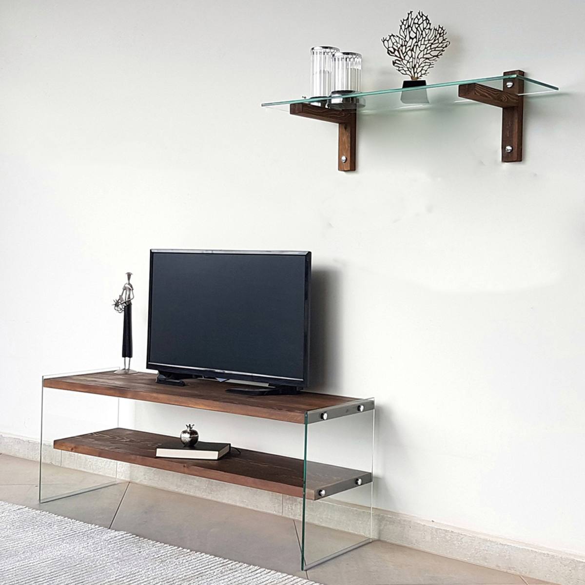 NORDVÄRK TV104 TV-bord, m. 1 væghylde og 1 hylde, produktbillede 10 af 10, TV-borde hos HomeNordic