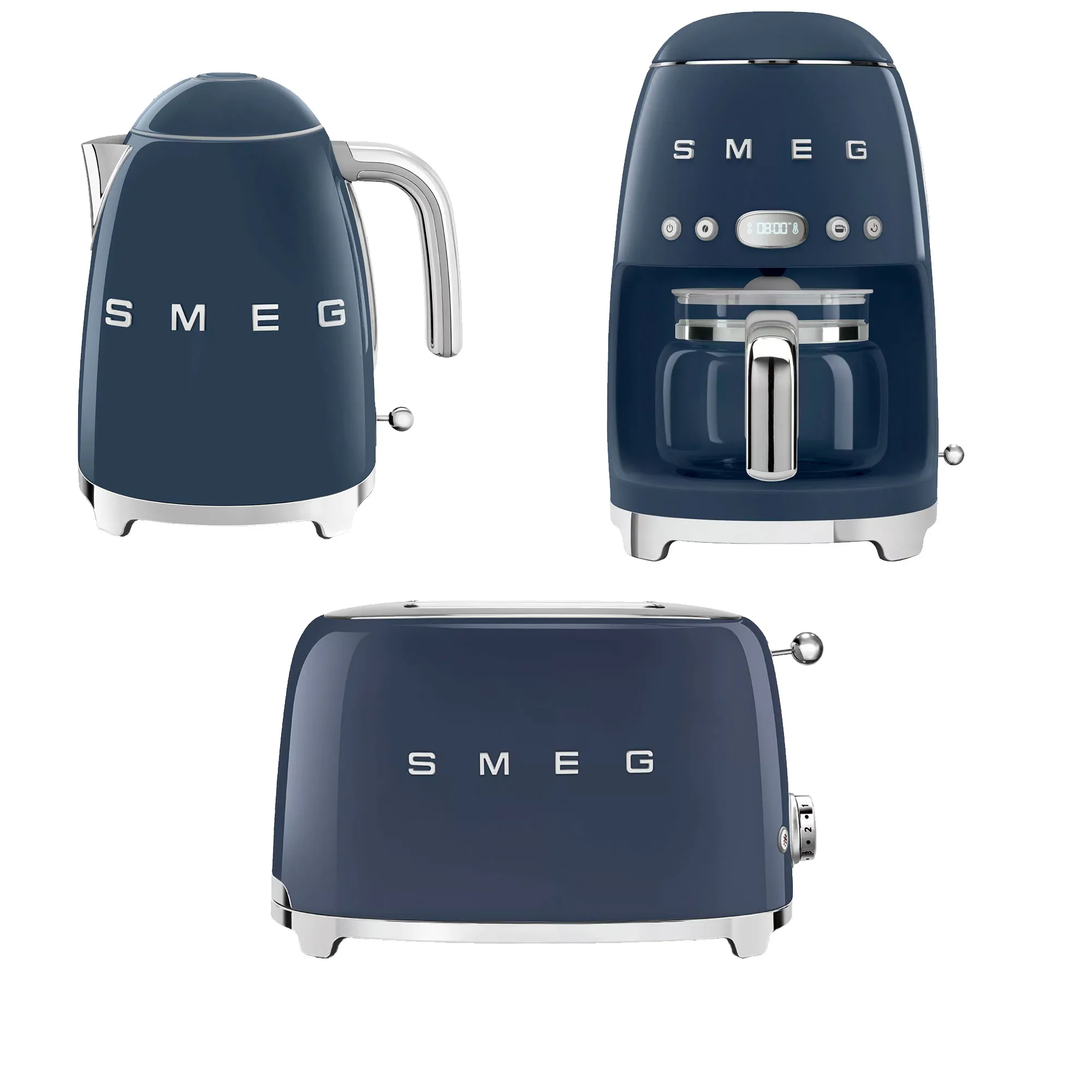 Smeg Kaffemaskine, brødrister & elkedel, navy blue, Kaffemaskiner hos HomeNordic