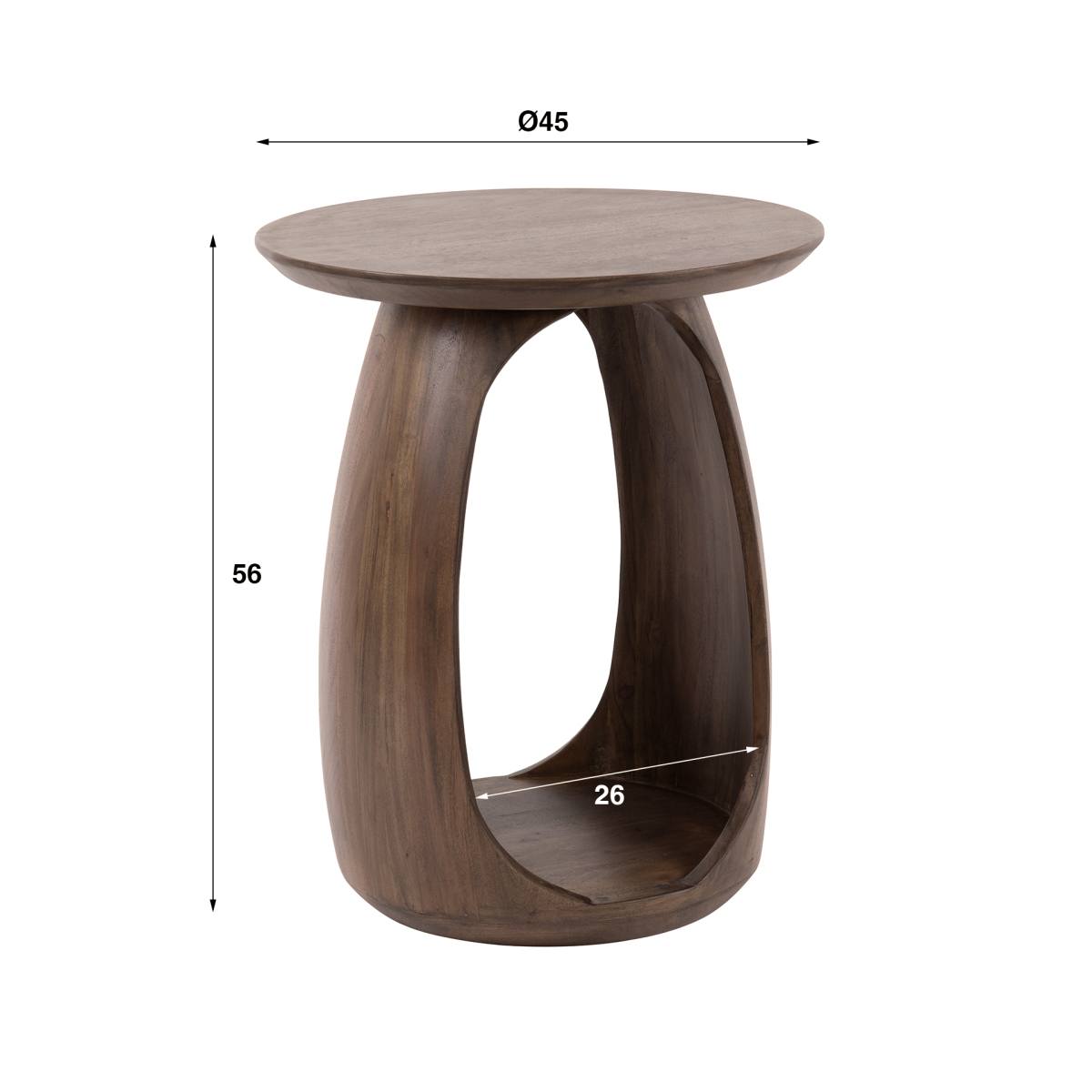 Girona - Sofabord i massiv mørkebrun akacietræ, højde 56 cm., produktbillede 6 af 6, Moderne designs hos HomeNordic