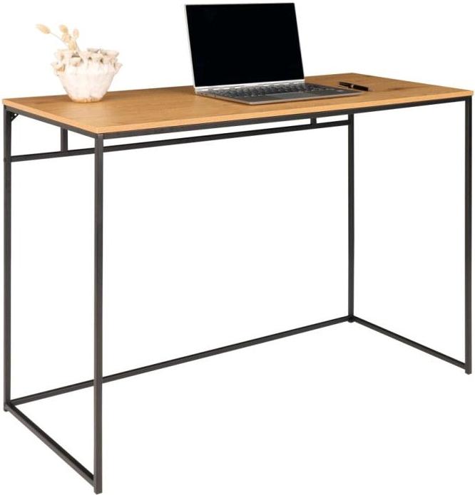 Valencia skrivebord 100 x 45 cm i sort metalstel og med bordplade i ege, Skriveborde hos HomeNordic