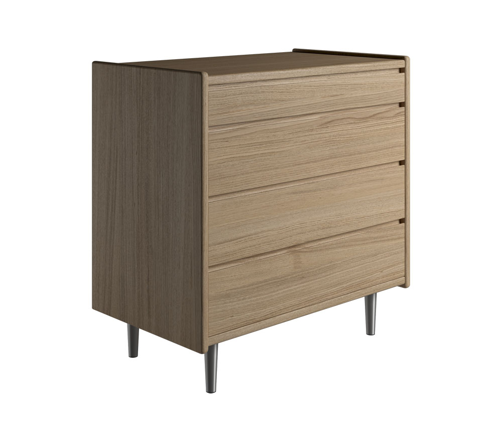 Krone kommode 80 cm bred med 4 skuffer i olieret egefiner, Kommoder hos HomeNordic