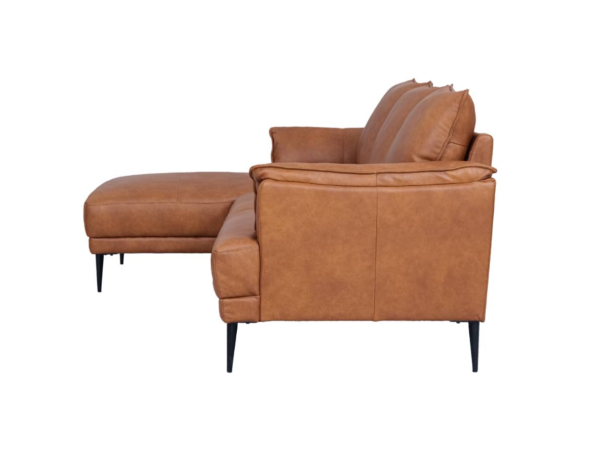 Jazz sofa med chaiselong til venstre i brun okselæder, produktbillede 3 af 9, Sofaer hos HomeNordic