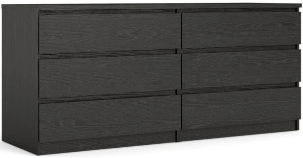 Nibe 150 cm bred kommode sort ask med 2 x 3 skuffer., Kommoder hos HomeNordic