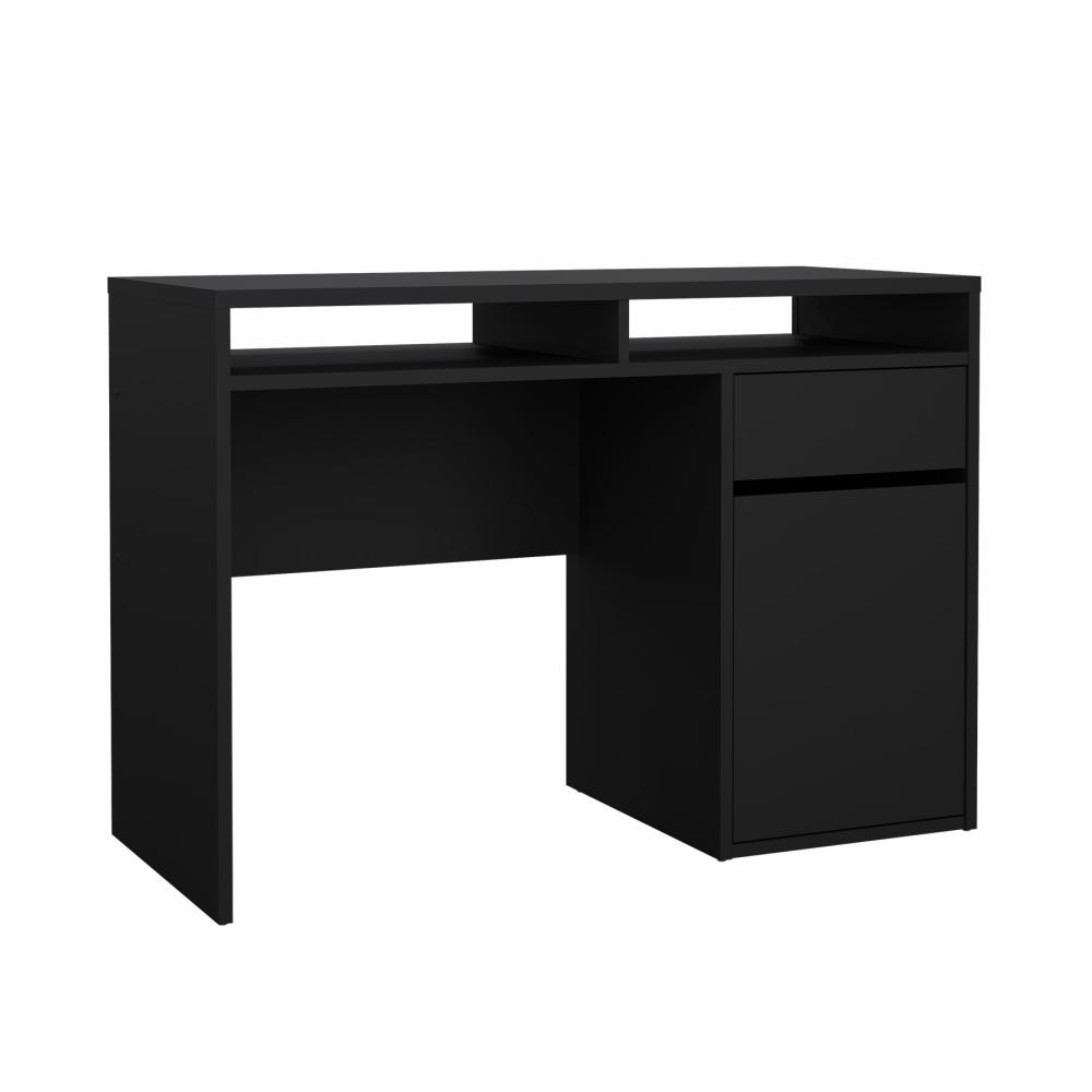 Prestige skrivebord 110 x 48 cm med 1 låge og 1 skuffe i mat sort, Skriveborde hos HomeNordic