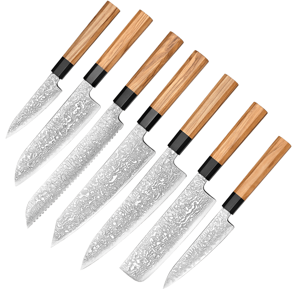 Japansk knivsæt | Paring Petty Nakiri Santoku Bunka Gyuto Brødkniv, Brødknive hos HomeNordic