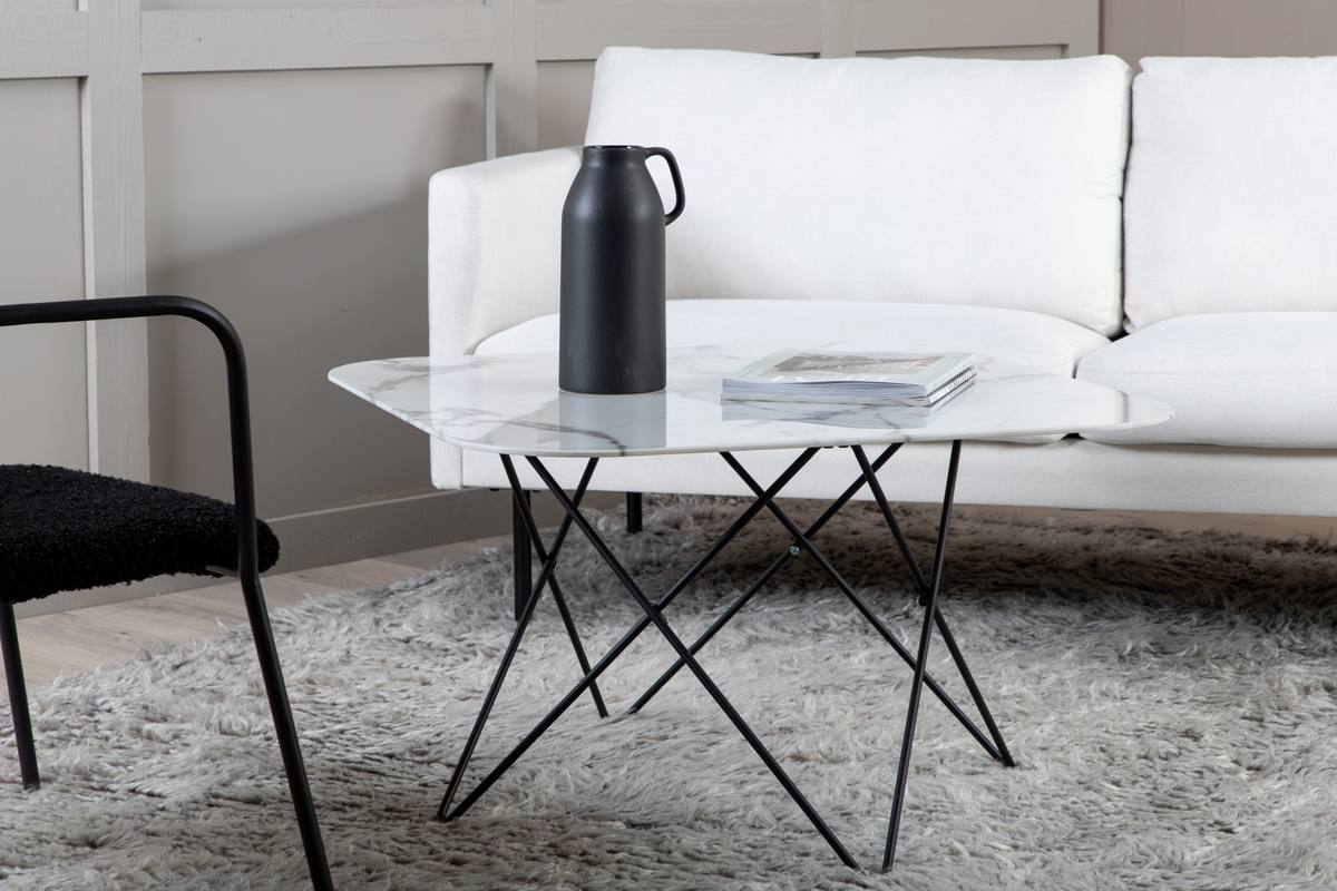 Tubas- Sofabord i hvid marmor glas og sort metal, 80 x 80 cm, produktbillede 5 af 11, Moderne designs hos HomeNordic