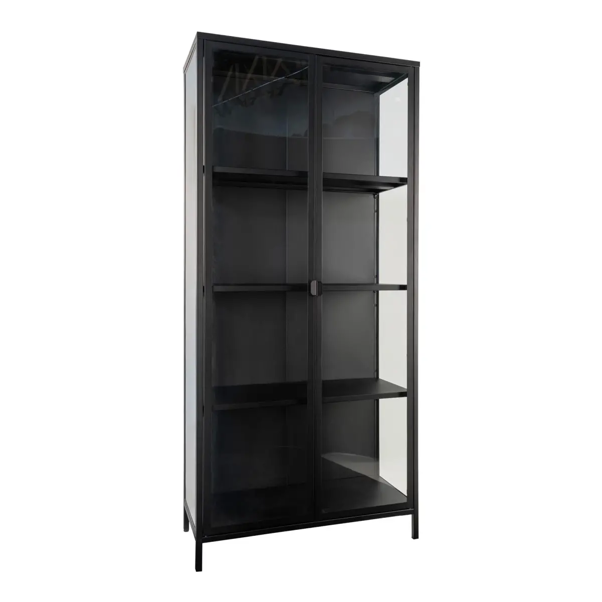 Brisbane Vitrineskab - Vitrineskab, 2 Glaslåger, Stål, Sort 80X35X175 Cm – billede 3