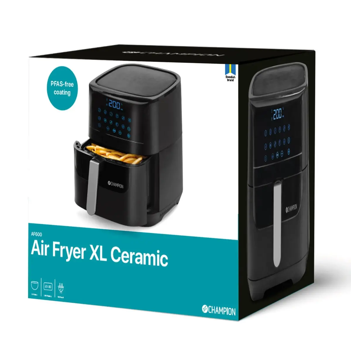 Ceramic XL AF600 airfryer 5,5 liter, sort, produktbillede 5 af 5, Airfryers hos HomeNordic