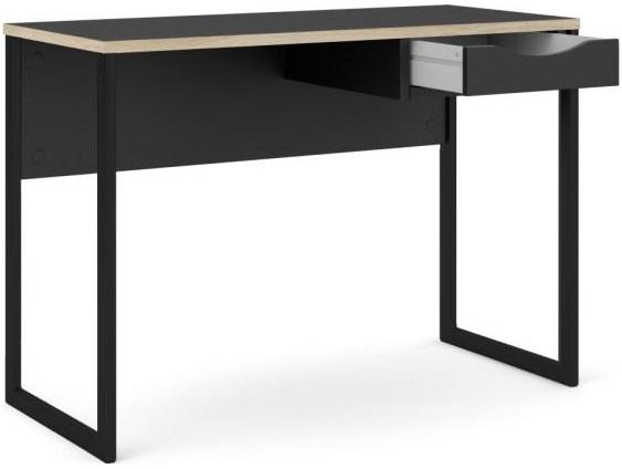 Prestige sort skrivebord 110 x 48 cm med 1 skuffe og metalstel., Skriveborde hos HomeNordic