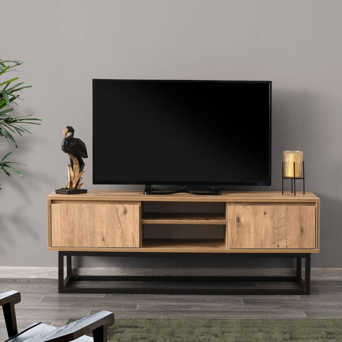NORDVÄRK Belinda TV-bord, m. 1 hylde og 2 skuffer, produktbillede 5 af 6, TV-borde hos HomeNordic