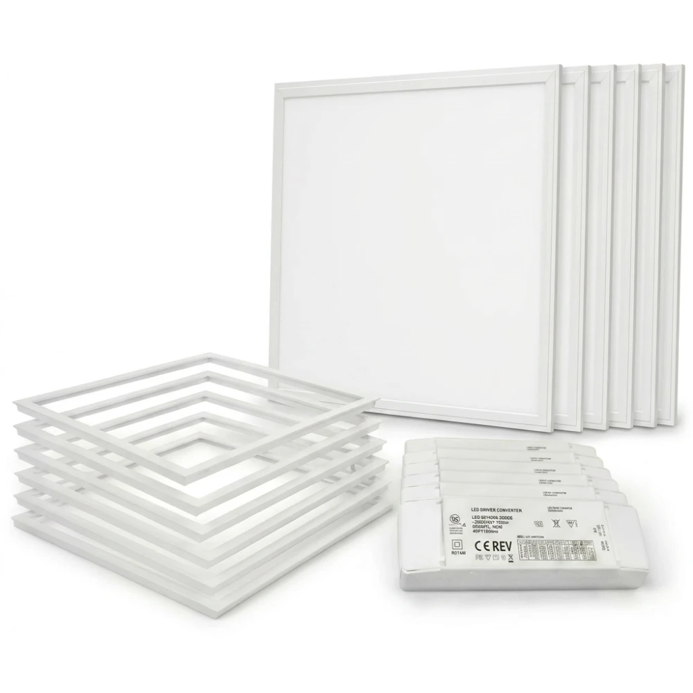 6 stk. Troldtekt panel + ramme med fjeder, 60x60 paneler med ramme hos HomeNordic