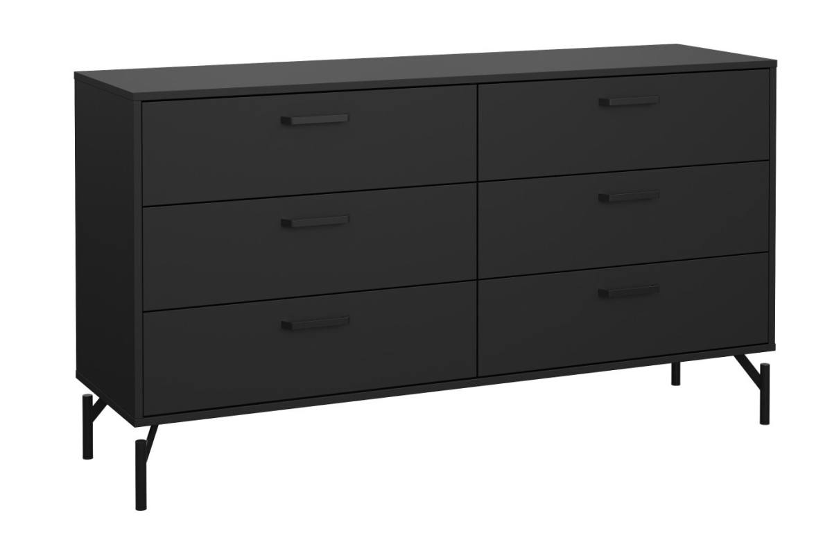 Cup dobbelt kommode 138,7cm matsort med 6 skuffer, Kommoder hos HomeNordic
