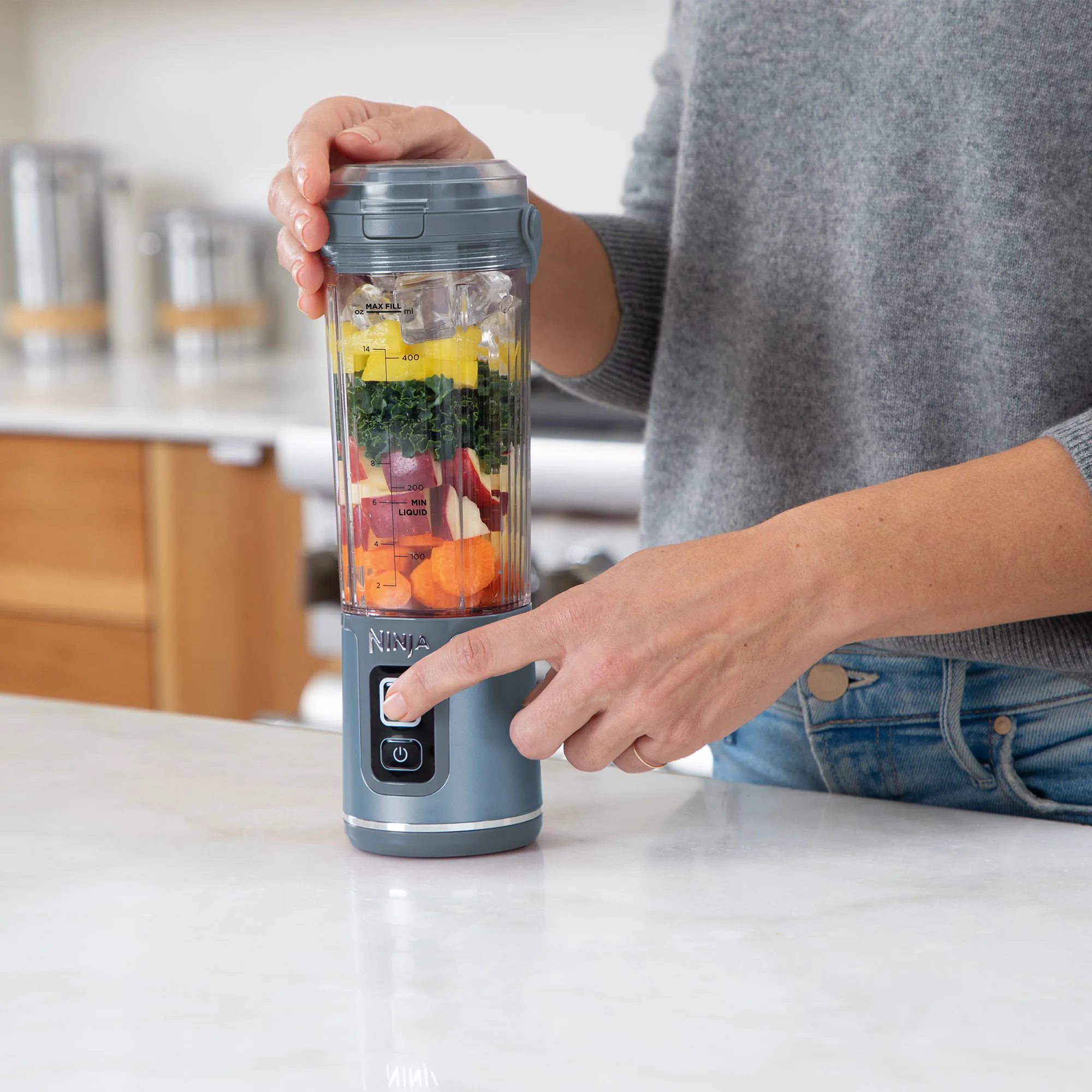 Ninja Blast Trådløs bærbar blender, denimblå, produktbillede 6 af 7, Blendere hos HomeNordic