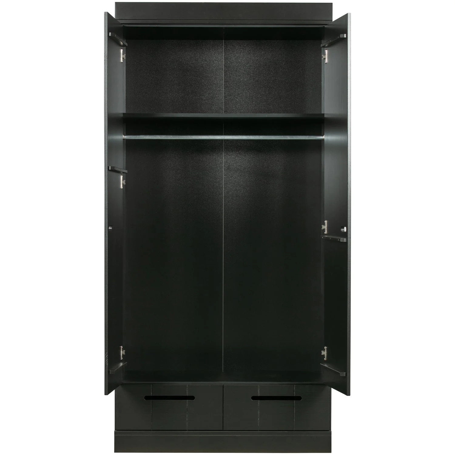 WOOOD - Connect 2-Dørs Skab Skuffer Skydedøre Sort FSC 195x94x53 cm, produktbillede 4 af 9, Garderobeskabe hos HomeNordic