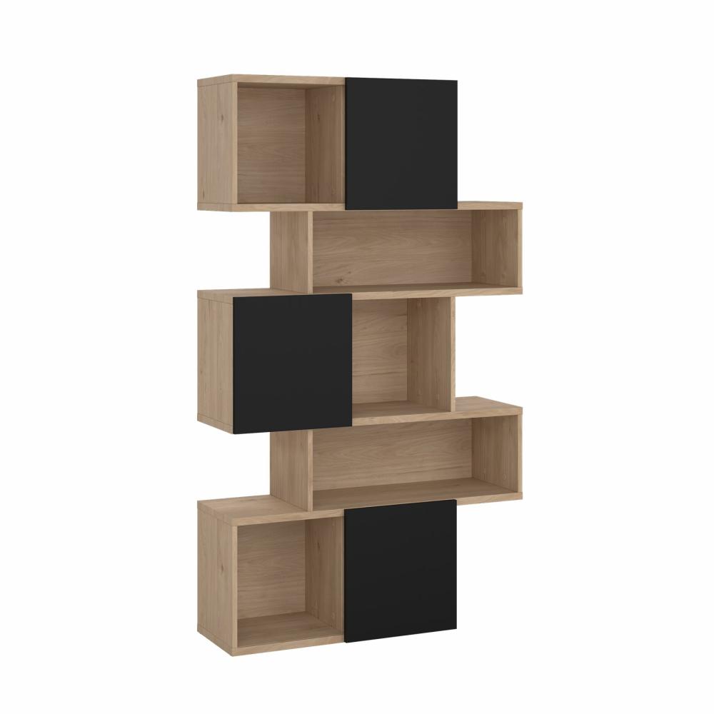 Puzzle bogreol 95 x 165 cm med 3 låger i egelook/, Bogreoler hos HomeNordic