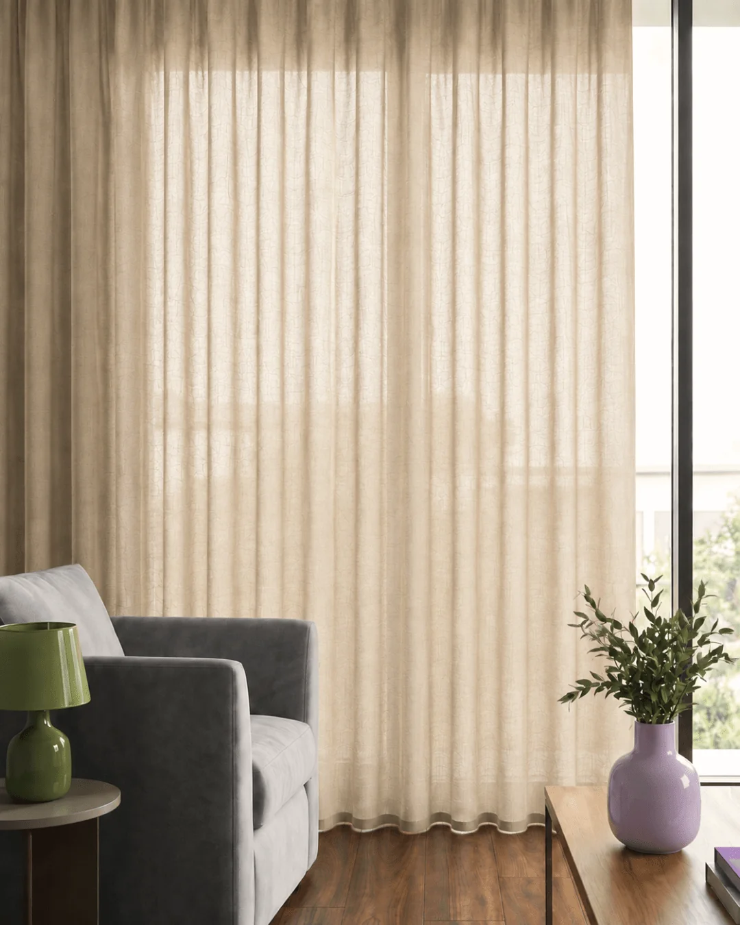 ARUBA - Lysdæmpende wavegardin, Varm Beige, Gardiner hos HomeNordic