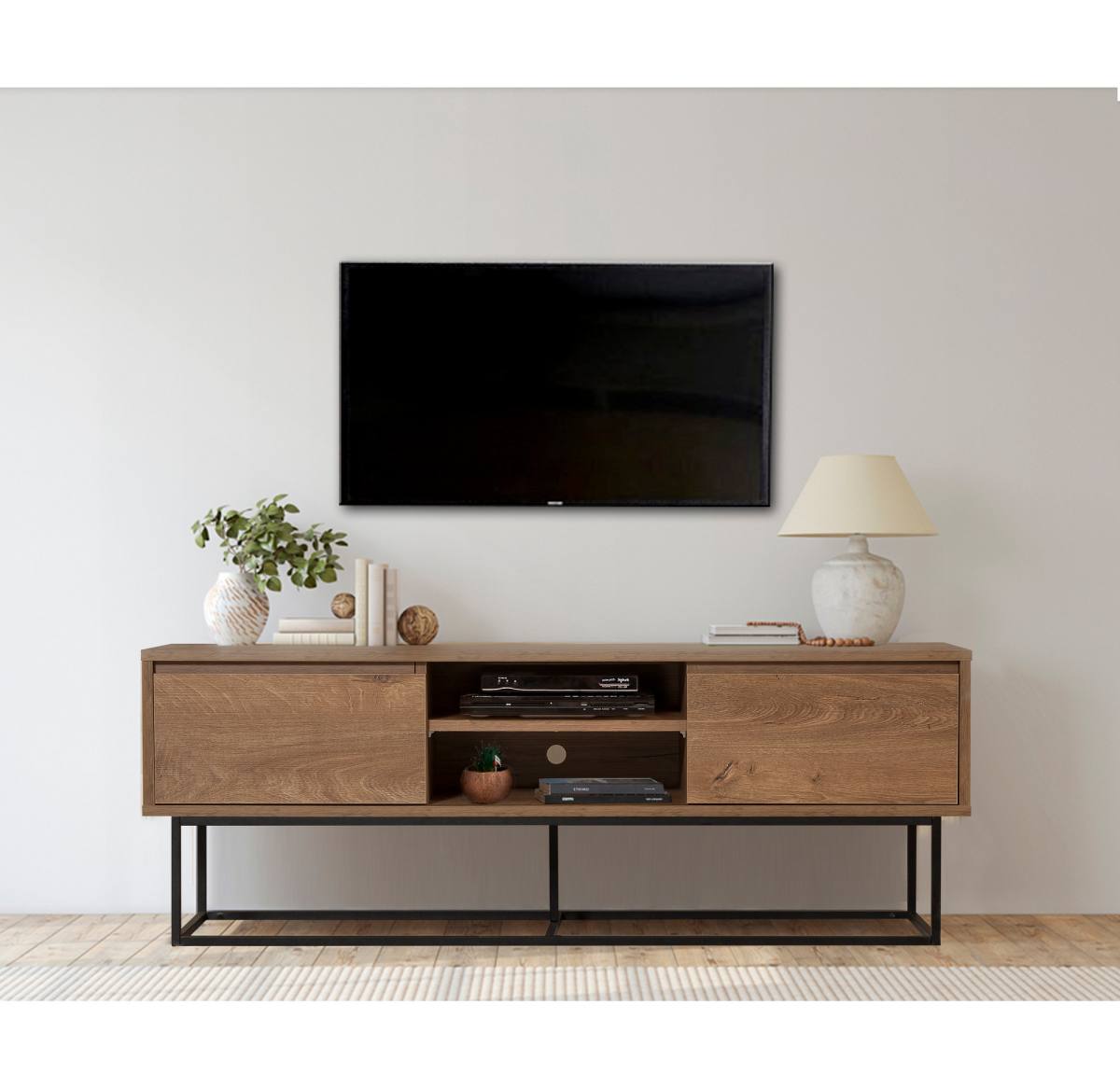 NORDVÄRK Rodez TV-bord, m. 1 hylde og 2 skuffer, produktbillede 6 af 6, TV-borde hos HomeNordic