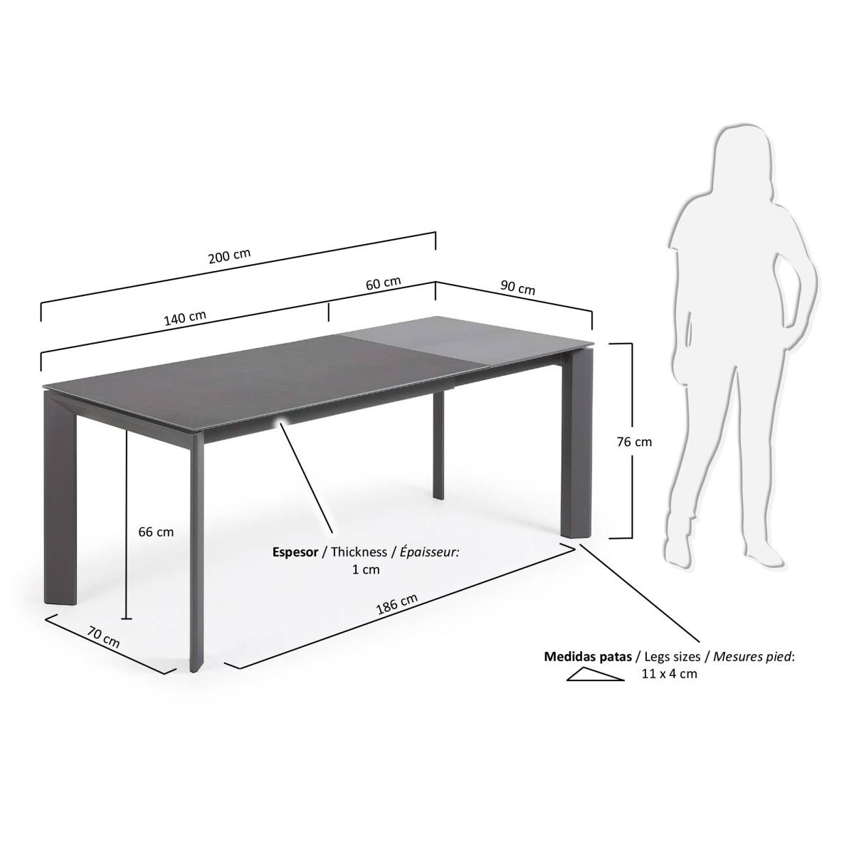 KAVE HOME Axis spisebord, m. butterflybordplade, produktbillede 2 af 6, Spiseborde hos HomeNordic