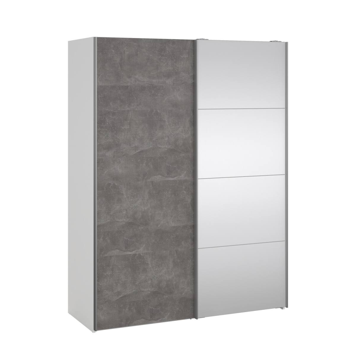 Trend 200 cm højt graderobeskab,med 2 skydedøre, beton look med spejl, Spejle hos HomeNordic