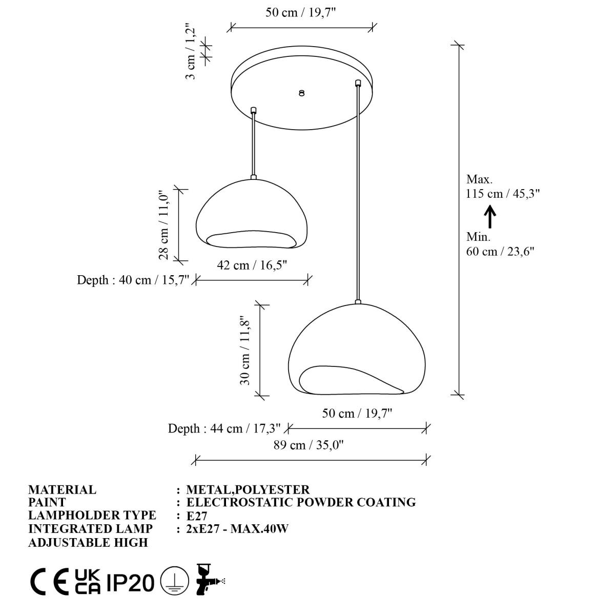 NORDVÄRK Loval-40-50-T-Nua loftlampe, produktbillede 2 af 6, Loftlamper hos HomeNordic