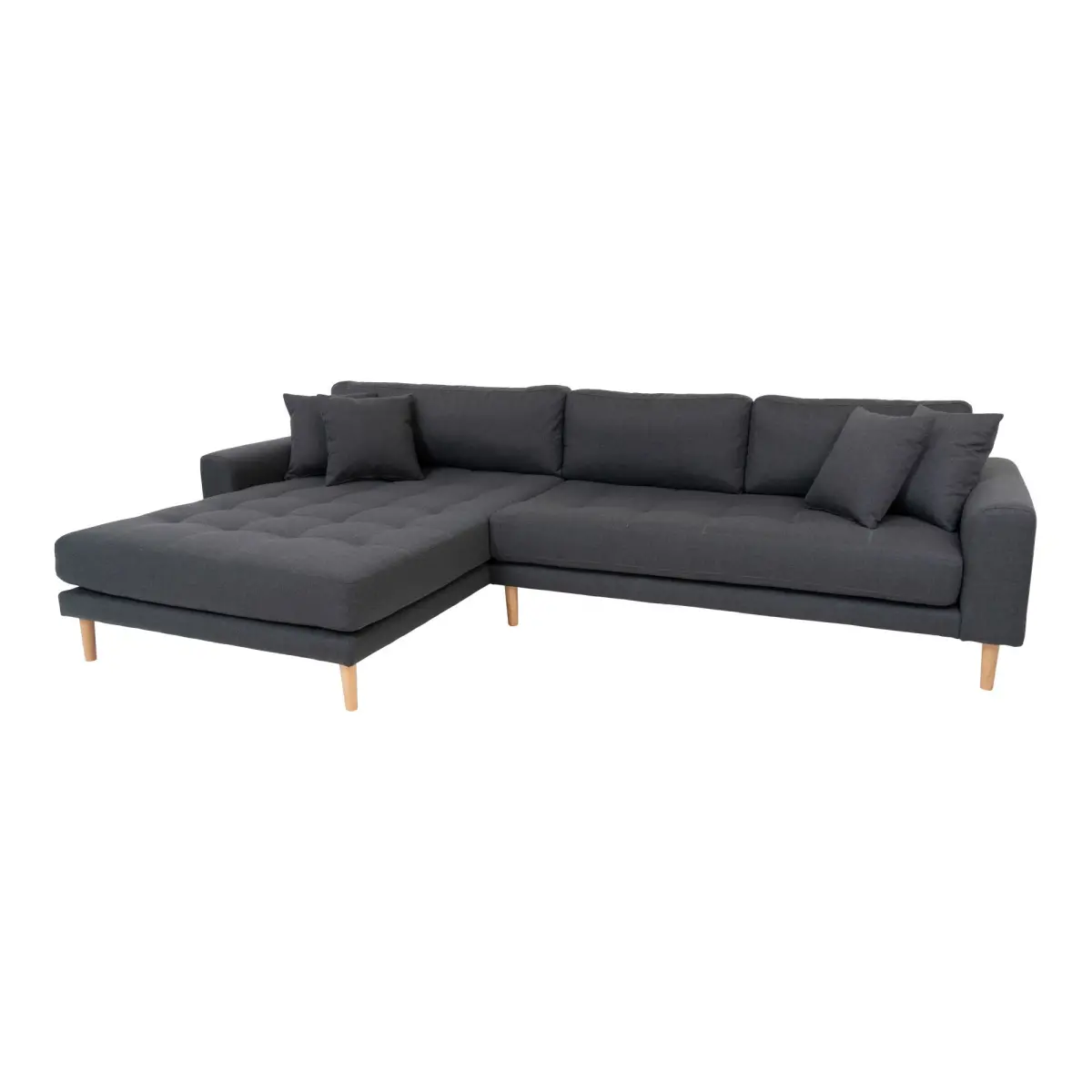 Lido Loungesofa - Loungesofa, Venstrevendt  I Mørkegrå Med Fire Puder Og Natur Træben, Hn1002 -  Erstates Af 1301603 – billede 3