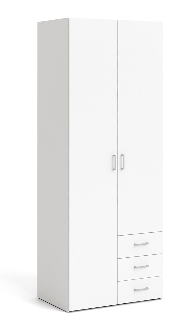 Saga 200 garderobeskab 78 cm bredt, 2 dør og 3 skuffer, Garderobeskabe hos HomeNordic