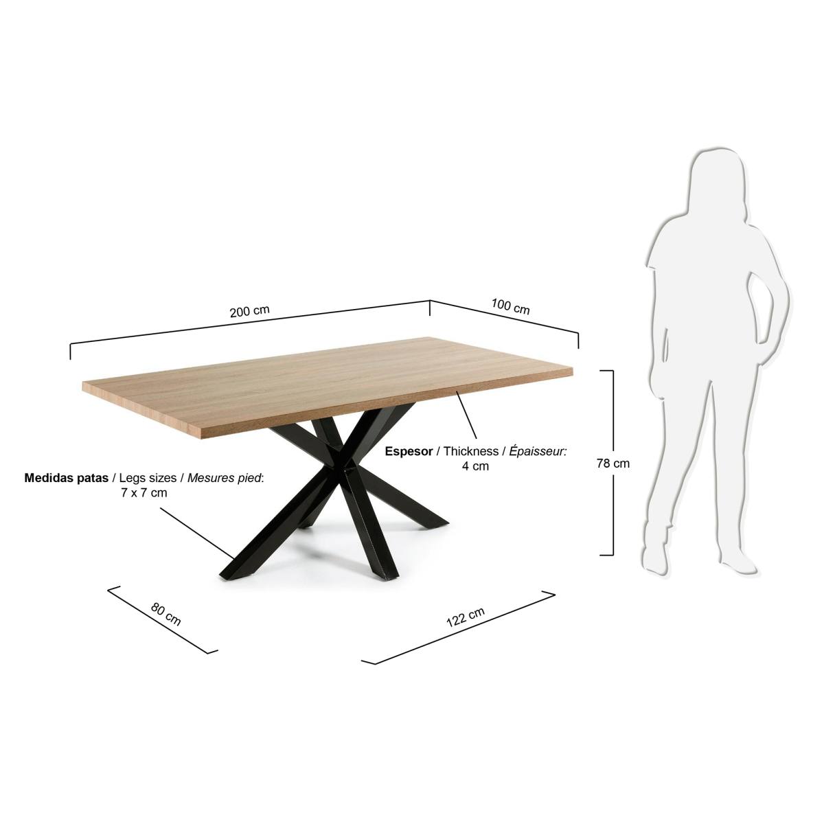 KAVE HOME Argo spisebord, rektangulær, produktbillede 2 af 6, Spiseborde hos HomeNordic