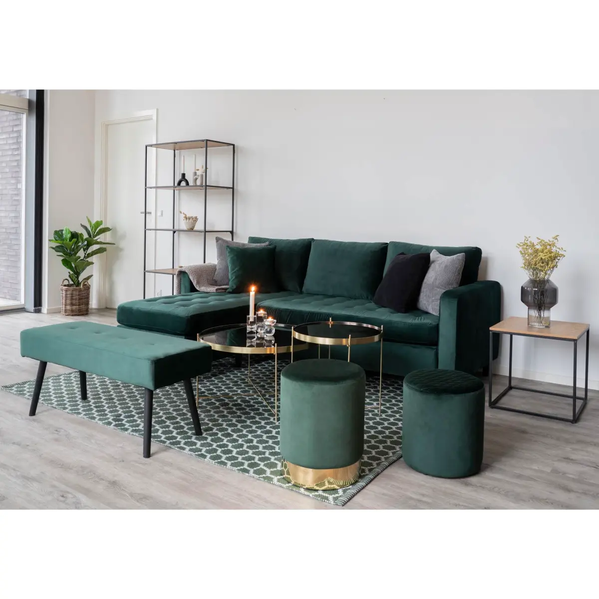 Firenze Sofa - Sofa I Velour, Mørkegrøn Med Sorte Træben, Hn1006 – billede 2