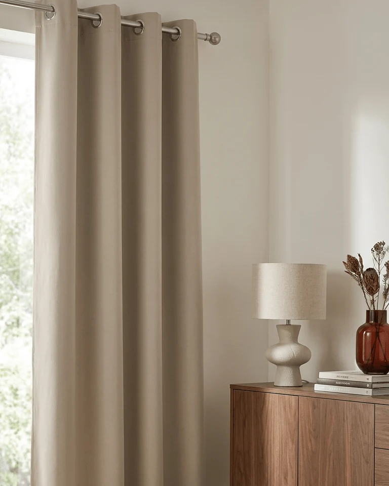 ODELIE - 2 stk. Mørklægningsgardin, Latte Beige, produktbillede 4 af 8, Gardiner hos HomeNordic